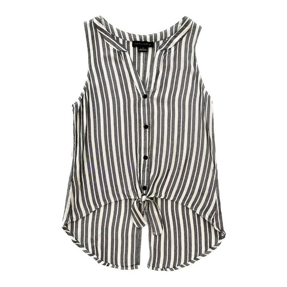SANCTUARY Striped Sleeveless Tie Front Tank with Back Slit - Small - Picture 1 of 3